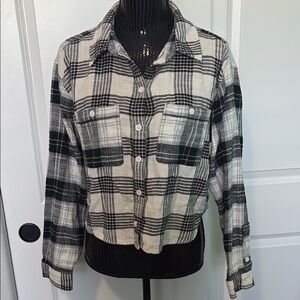 Black and White Plaid Button-Up Shirt